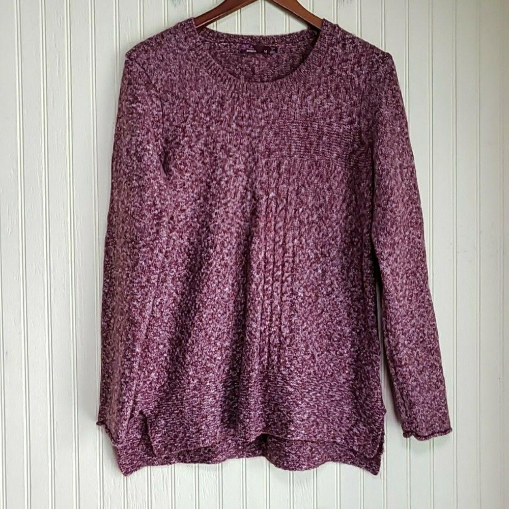 PrAna Sweater Womens Medium Pink Crew Neck Long Sleeve Chunky Knit Pullover - Picture 2 of 9